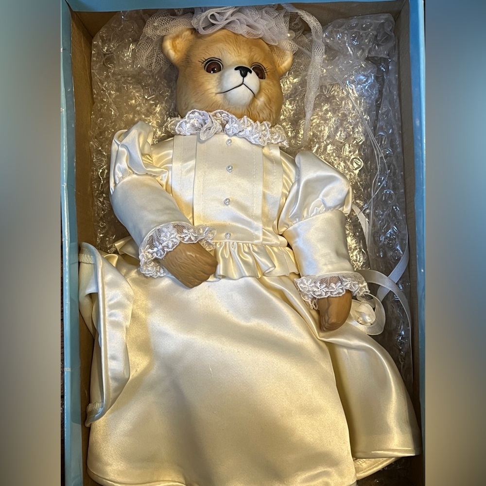 Goebel By Bette Ball Elegant Cream Teddy Bear in Satin Dress